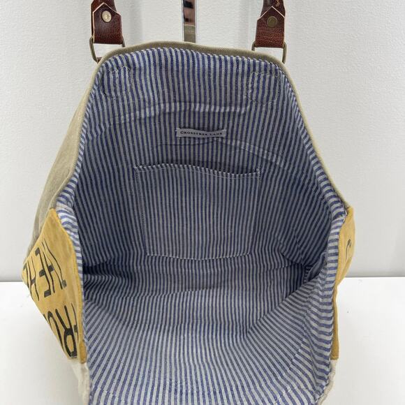 Crosstree Lane K&K Product of the Heart Globally Sourced Canvas Tote Bag Leather - Picture 7 of 9